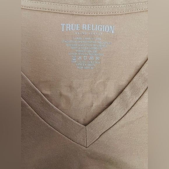 True Religion Brown V-Neck Tee - Picture 3 of 3